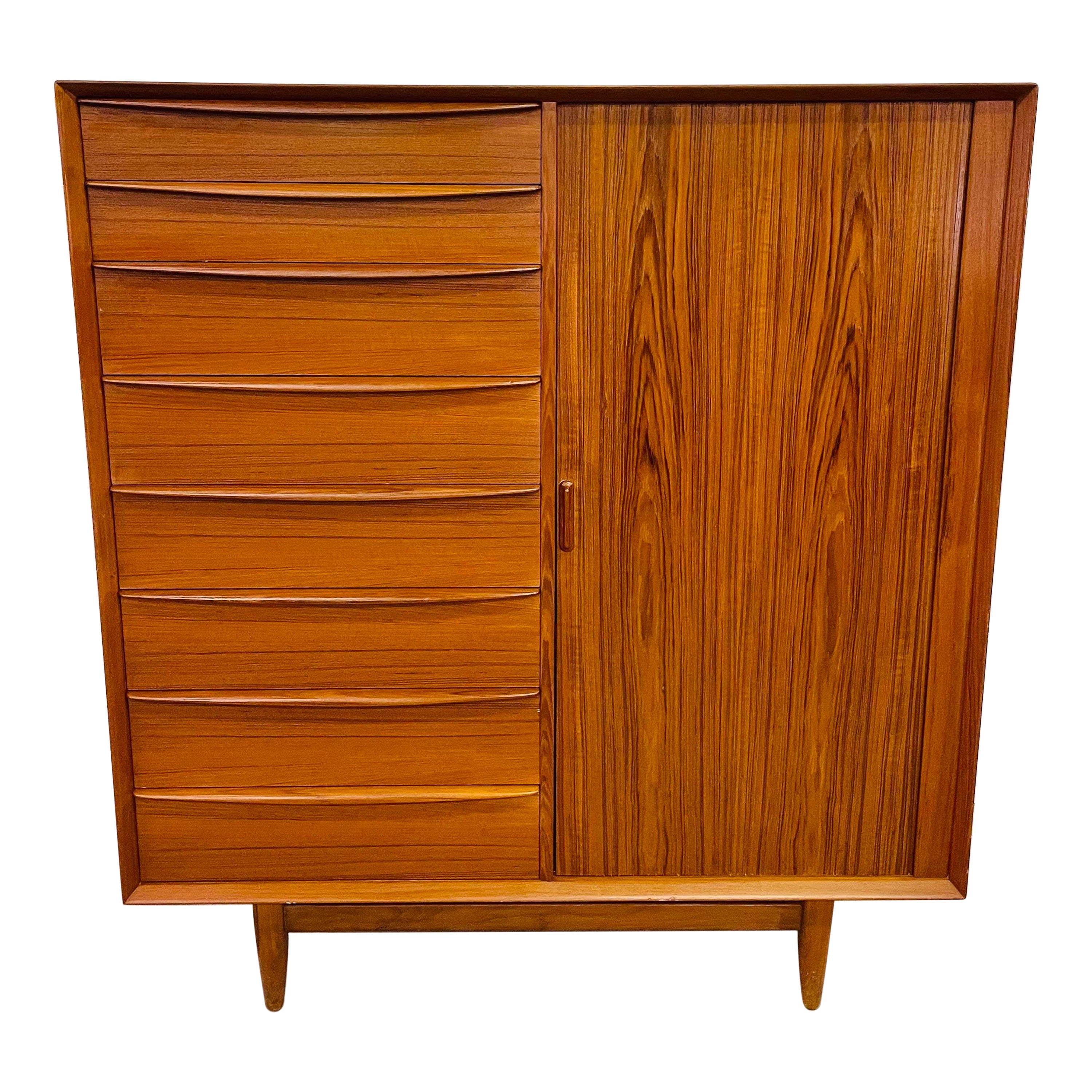 Falster Mobelfabrik Danish Modern Teak High Boy Chest of Drawers at 1stDibs