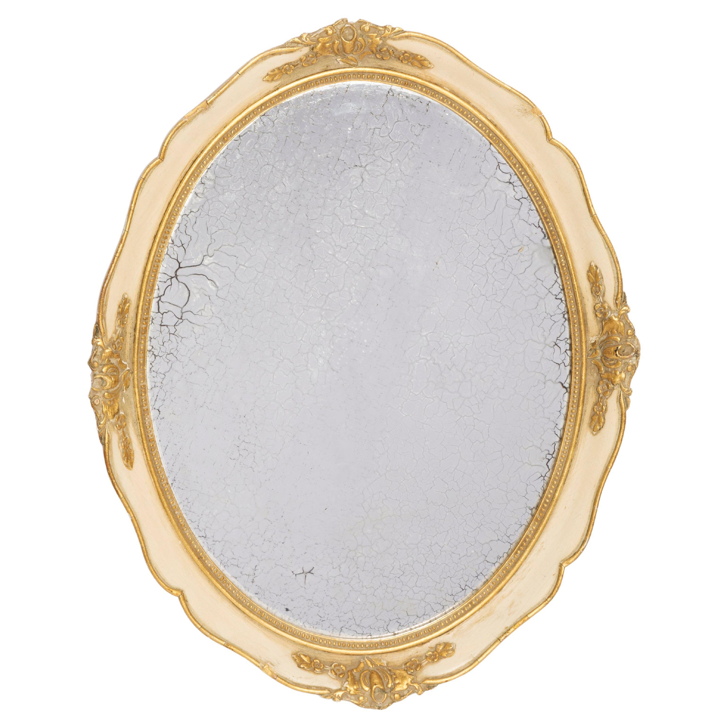 Medium Decorative Gold Wood Original Glass Patina Mirror, Italy, 1960s For Sale