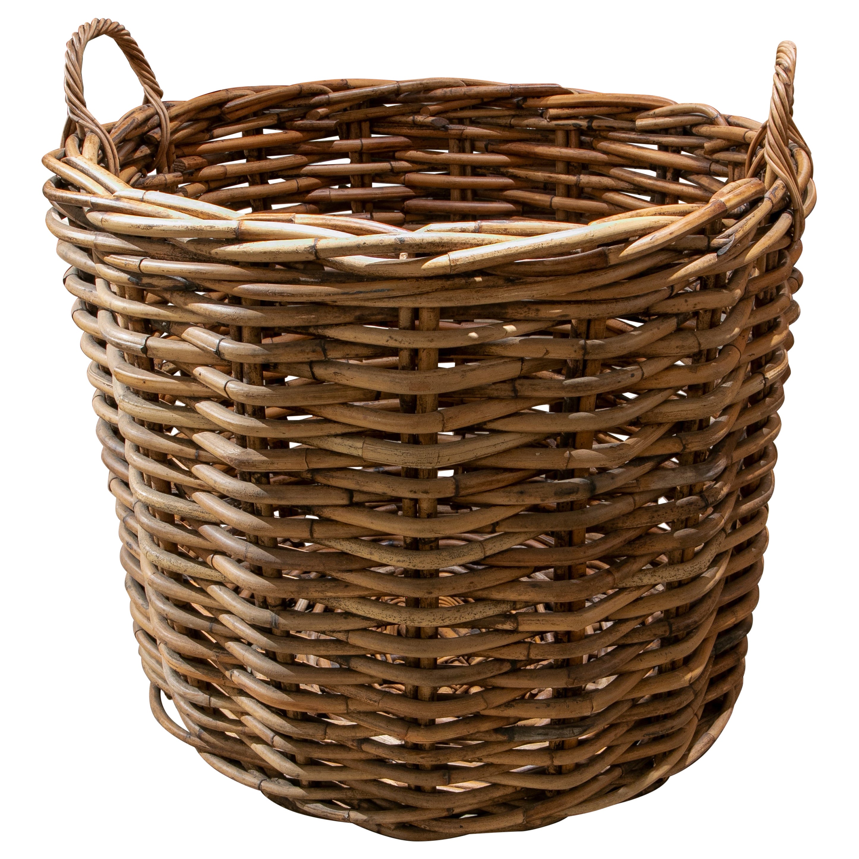 Handmade Large Bamboo Basket with Handles for Plants or Storage