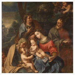Huile sur toile italienne ancienne du 17ème siècle - Peinture religieuse - Fille Sainte, 1670