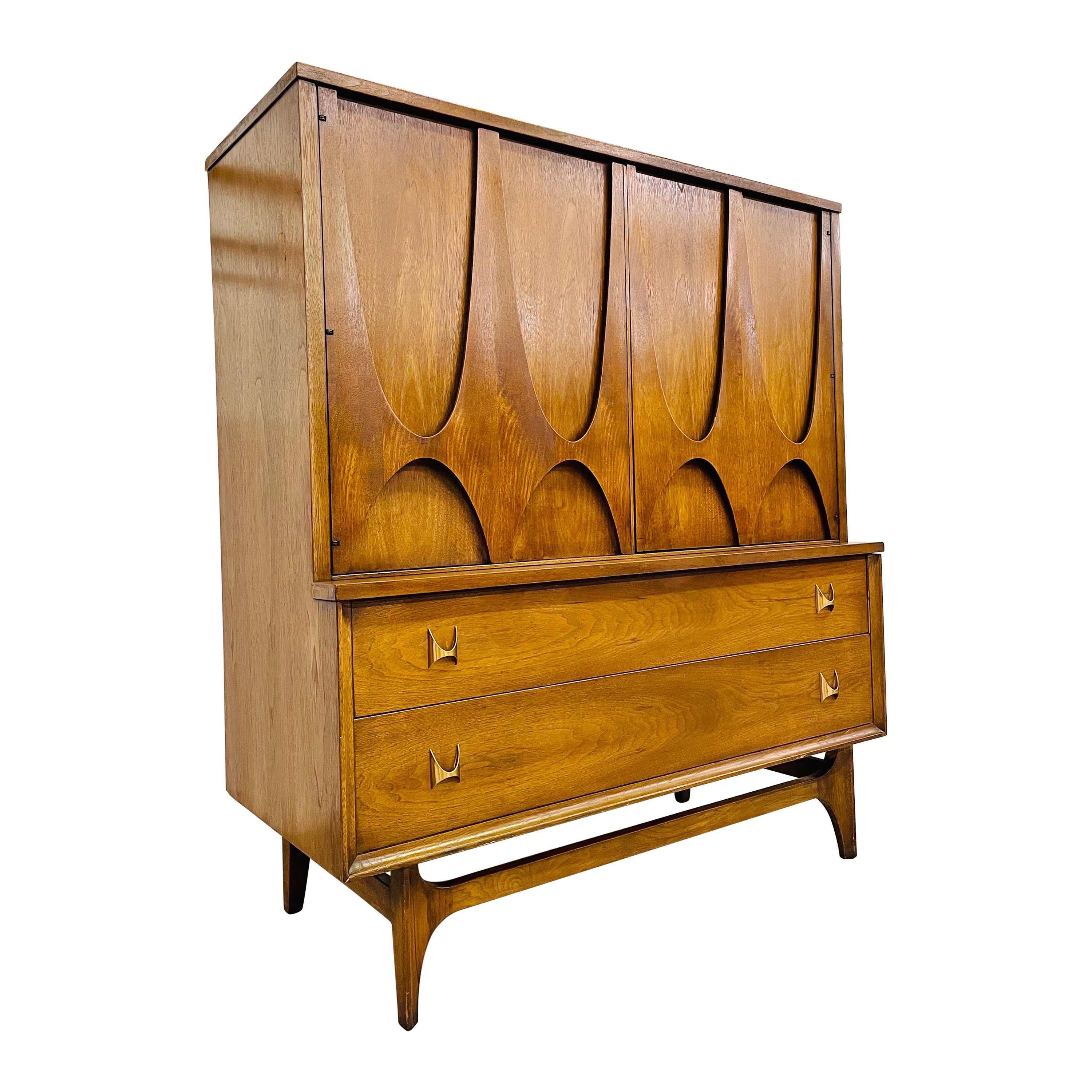 Mid Century Broyhill Brasilia Gentlemans Chest in Walnut For Sale at 1stDibs