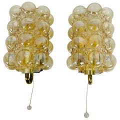 Pair of Midcentury Bubble Glass Wall Lamps by Helena Tynell for Limburg, 1960s