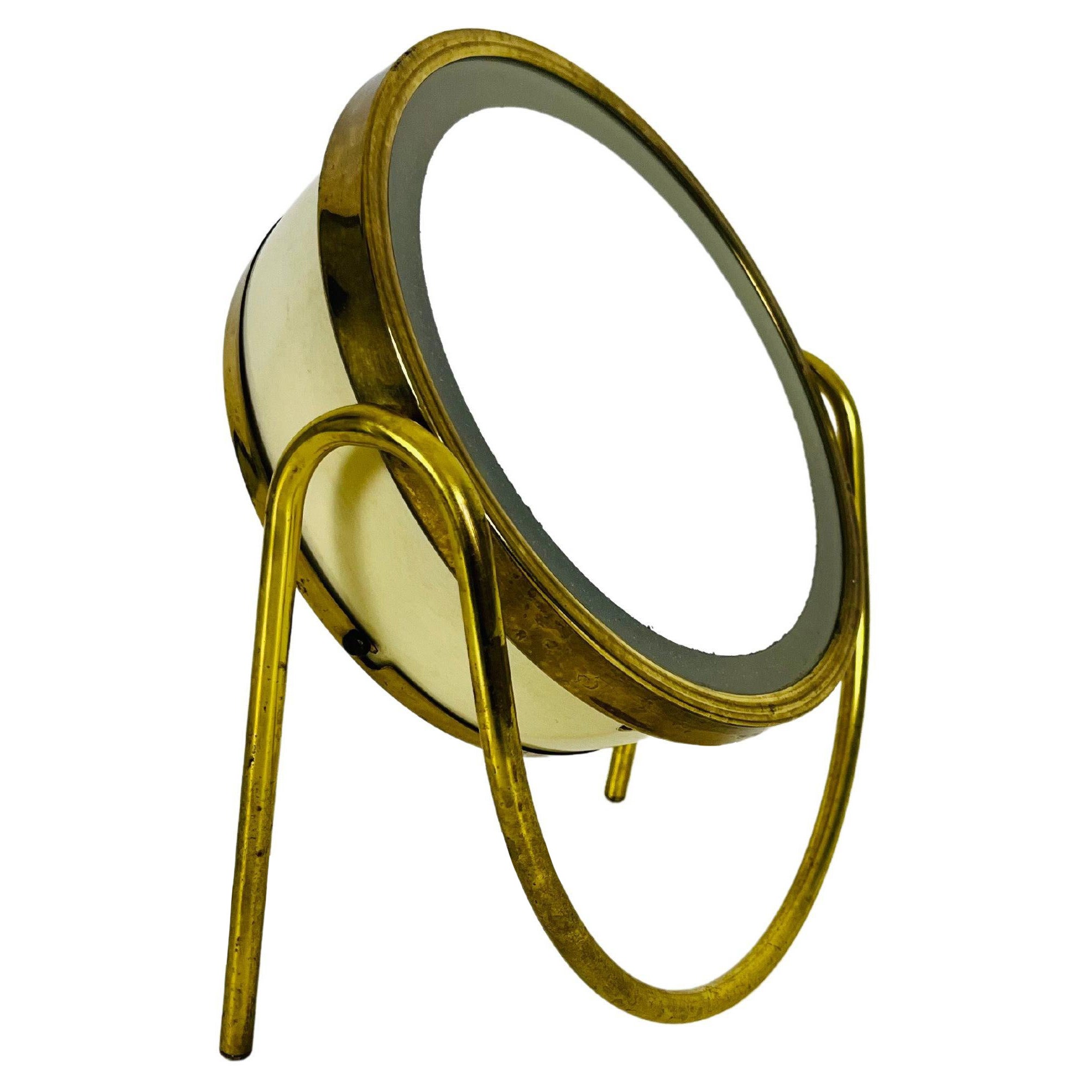 Italian Brass and Metal Table Mirror, 1960s, Italy For Sale