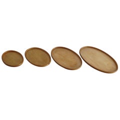 1930s set of 4 Birch Plywood Oval Serving Modernist Trays Aalto style