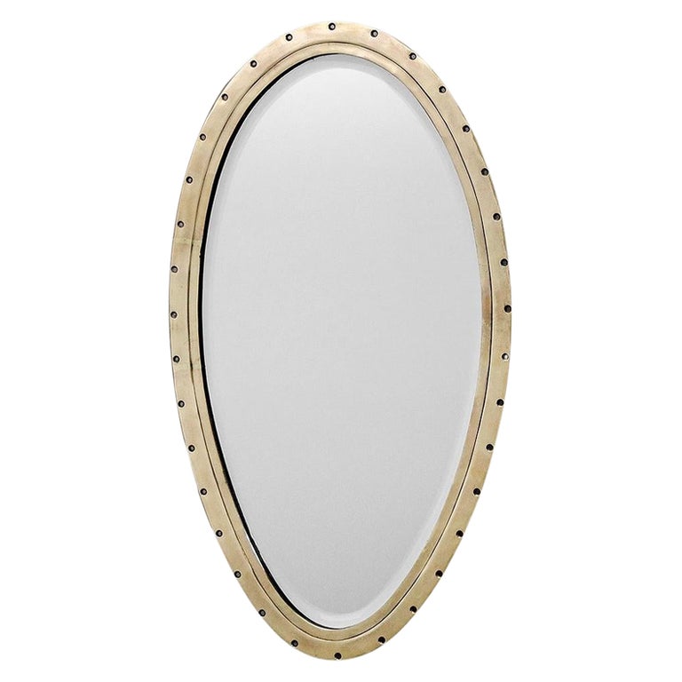 Oval Brass Mirror For Sale at 1stDibs