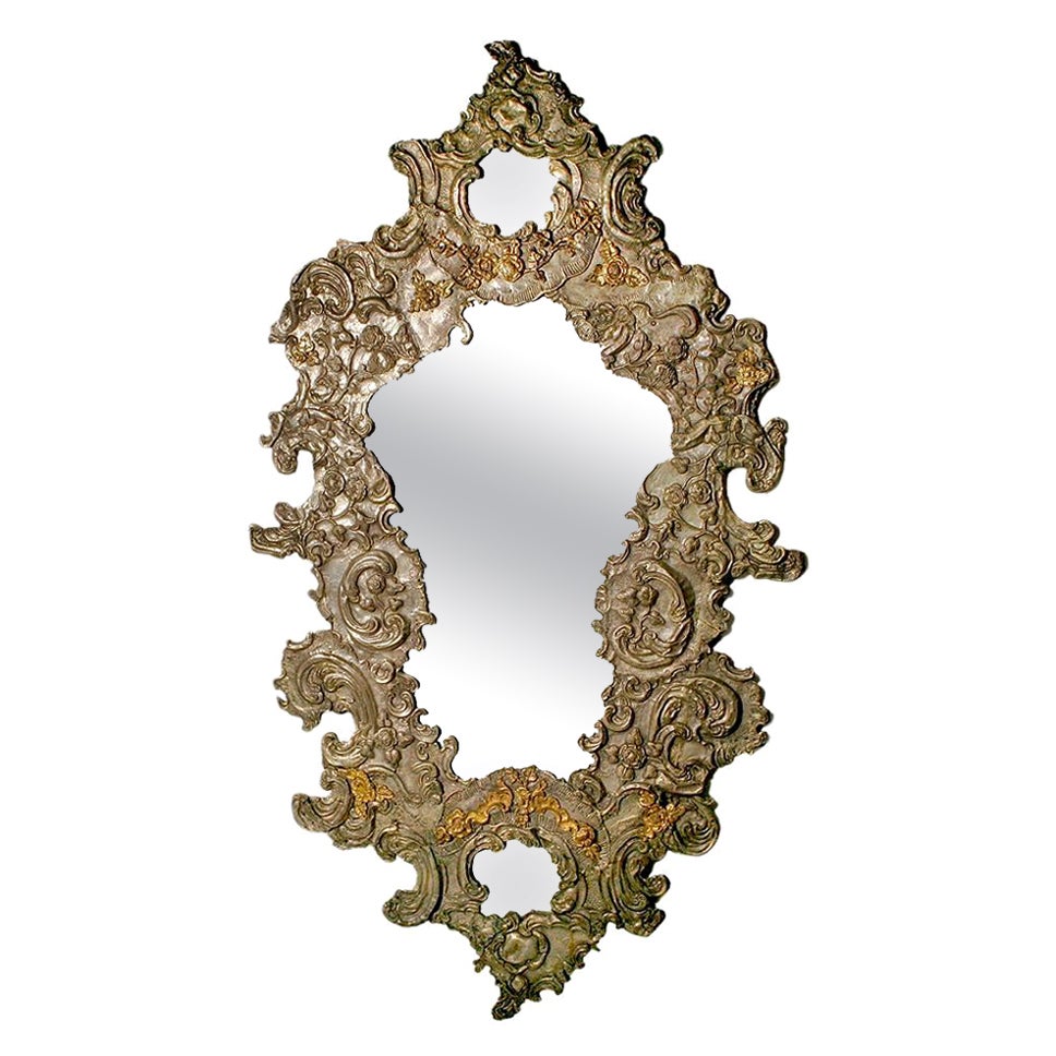 Italian Repousse Mirror  For Sale