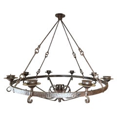 Antique French Grand Scale Iron Chandelier