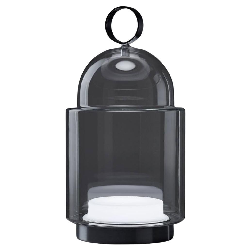 Große mundgeblasene, abnehmbare Tischlampe „Dome Nomad“ aus rauchgrauem Glas für Brokis im Angebot