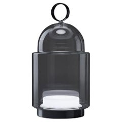 Große mundgeblasene, abnehmbare Tischlampe „Dome Nomad“ aus rauchgrauem Glas für Brokis