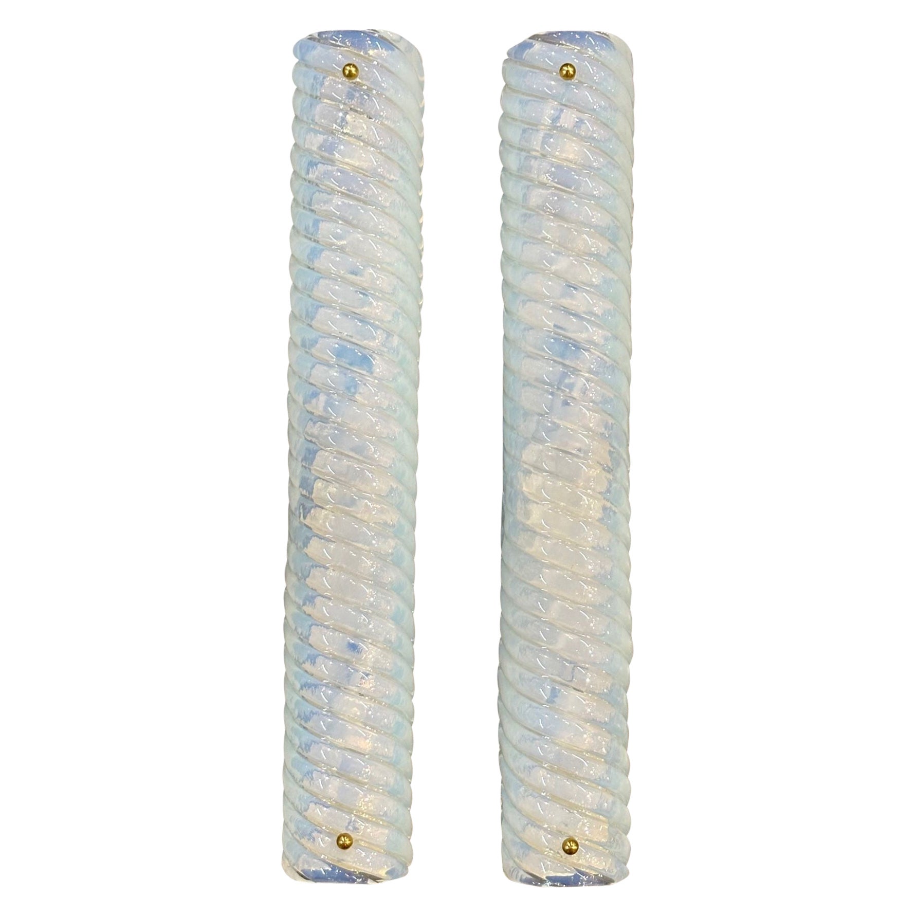Pair of Murano Opaline Wall Sconces For Sale