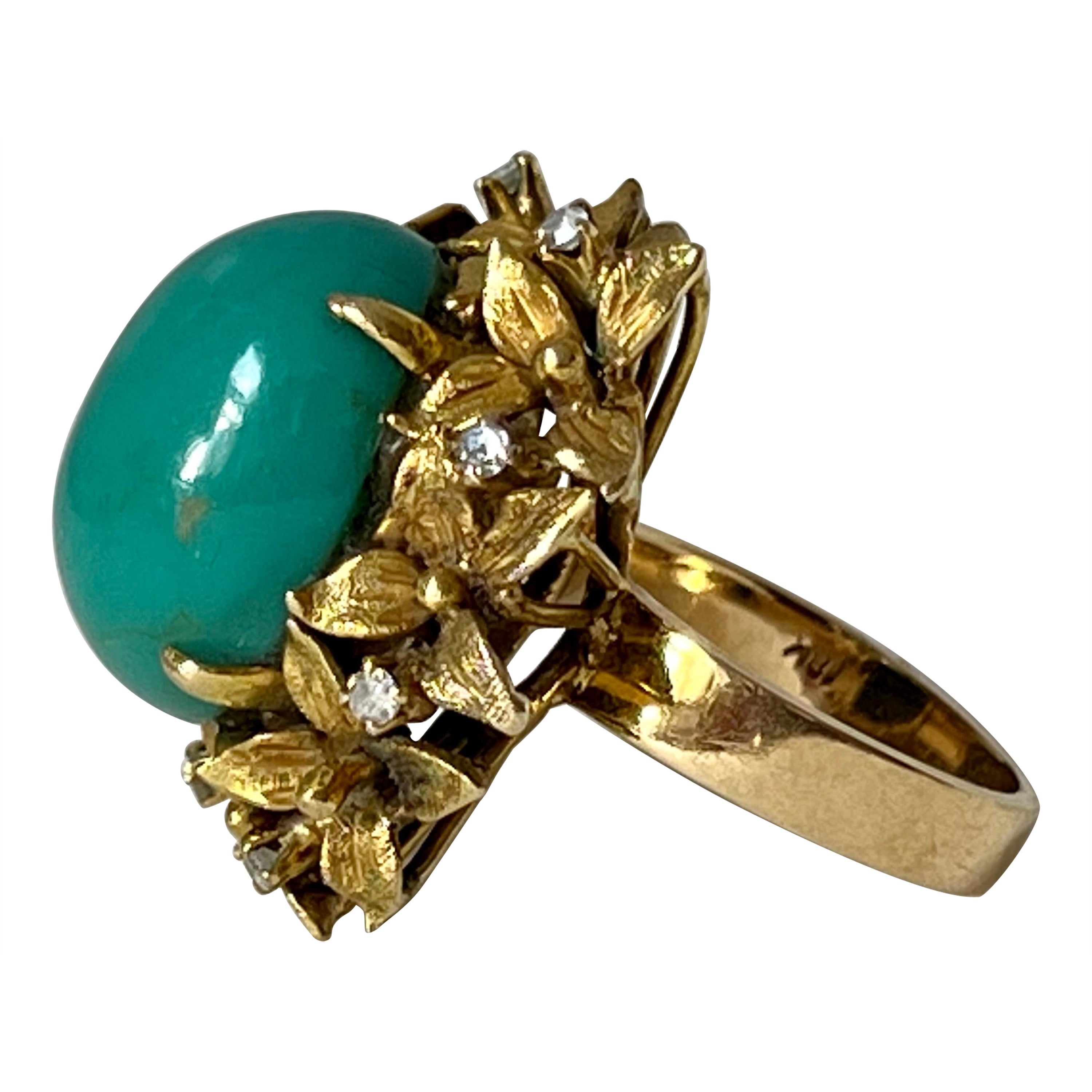 Gold and Turquoise Ring For Sale