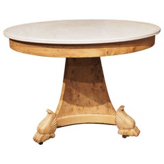 Circa 1830 French Elmwood Center Table with Marble Top