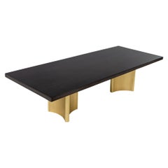 Carrocel Custom Modern Oak Dining Table with Brass Eiffel Pedestals