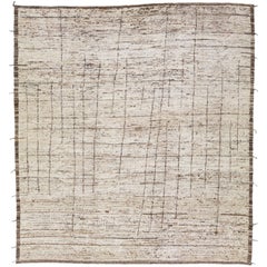 Modern Moroccan Style Handmade Geometric Brown Wool Rug