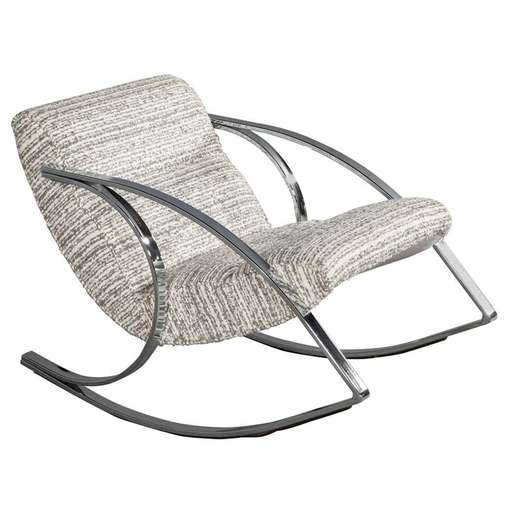 Mid-Century Modern Stainless Steel Rocking Chair at 1stDibs