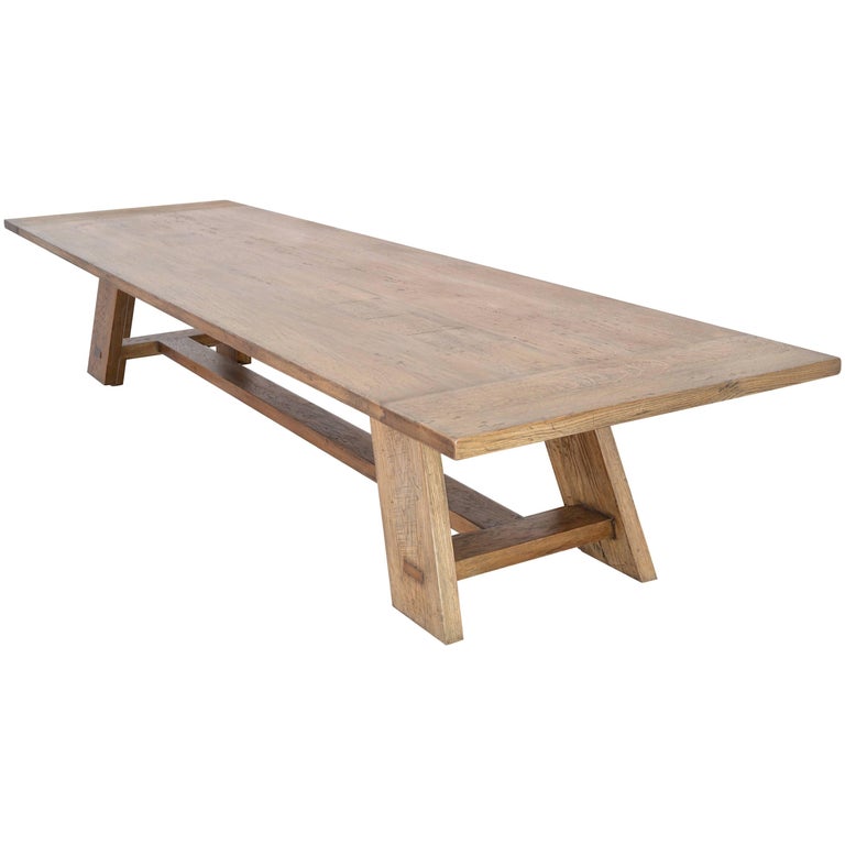 Custom Banquet Table in Vintage White Oak, Made to Order by Petersen  Antiques For Sale at 1stDibs | white oak outdoor dining table, white oak  outdoor table, white oak table