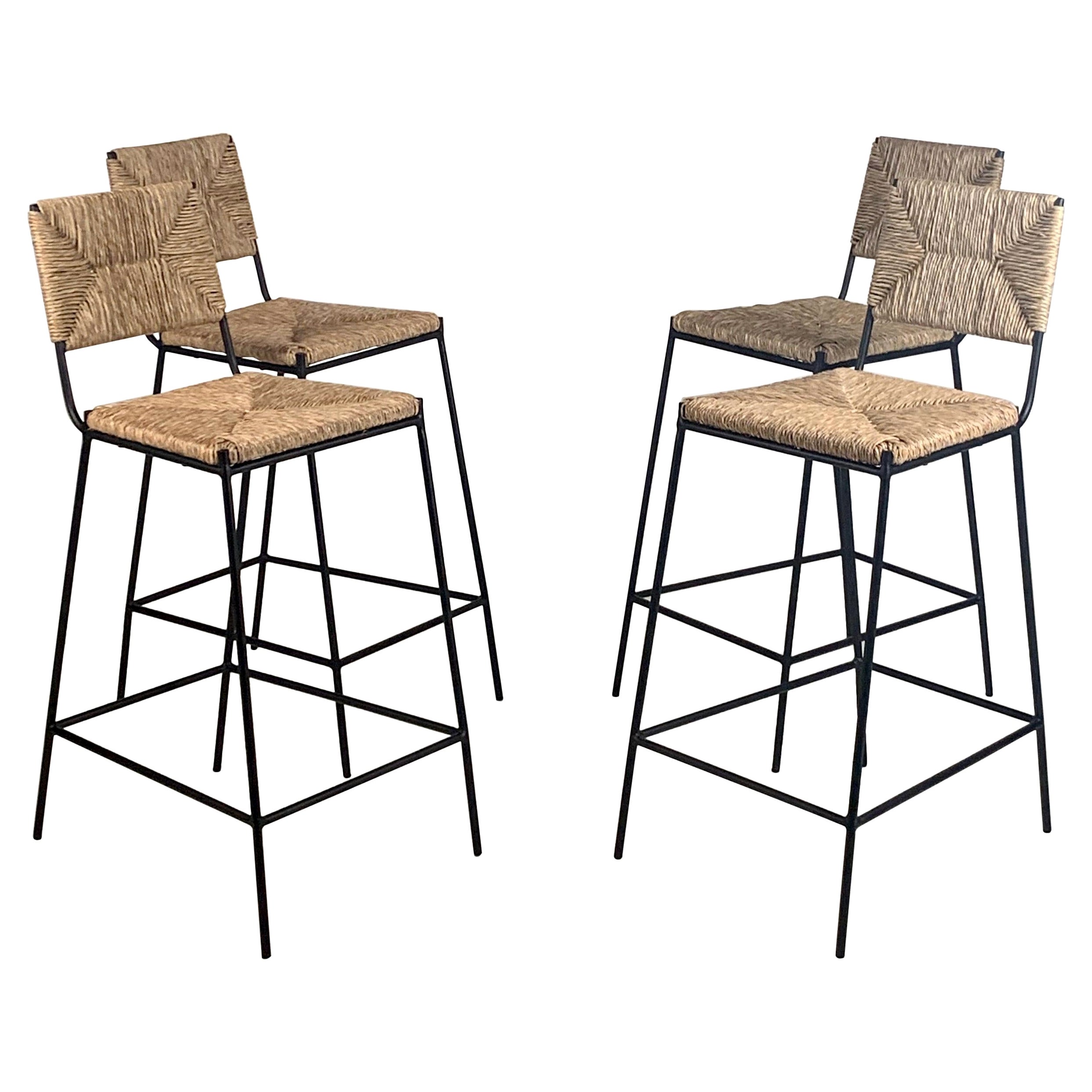 Set of 4 'Campagne' Counter Height Stools by Design Frères For Sale