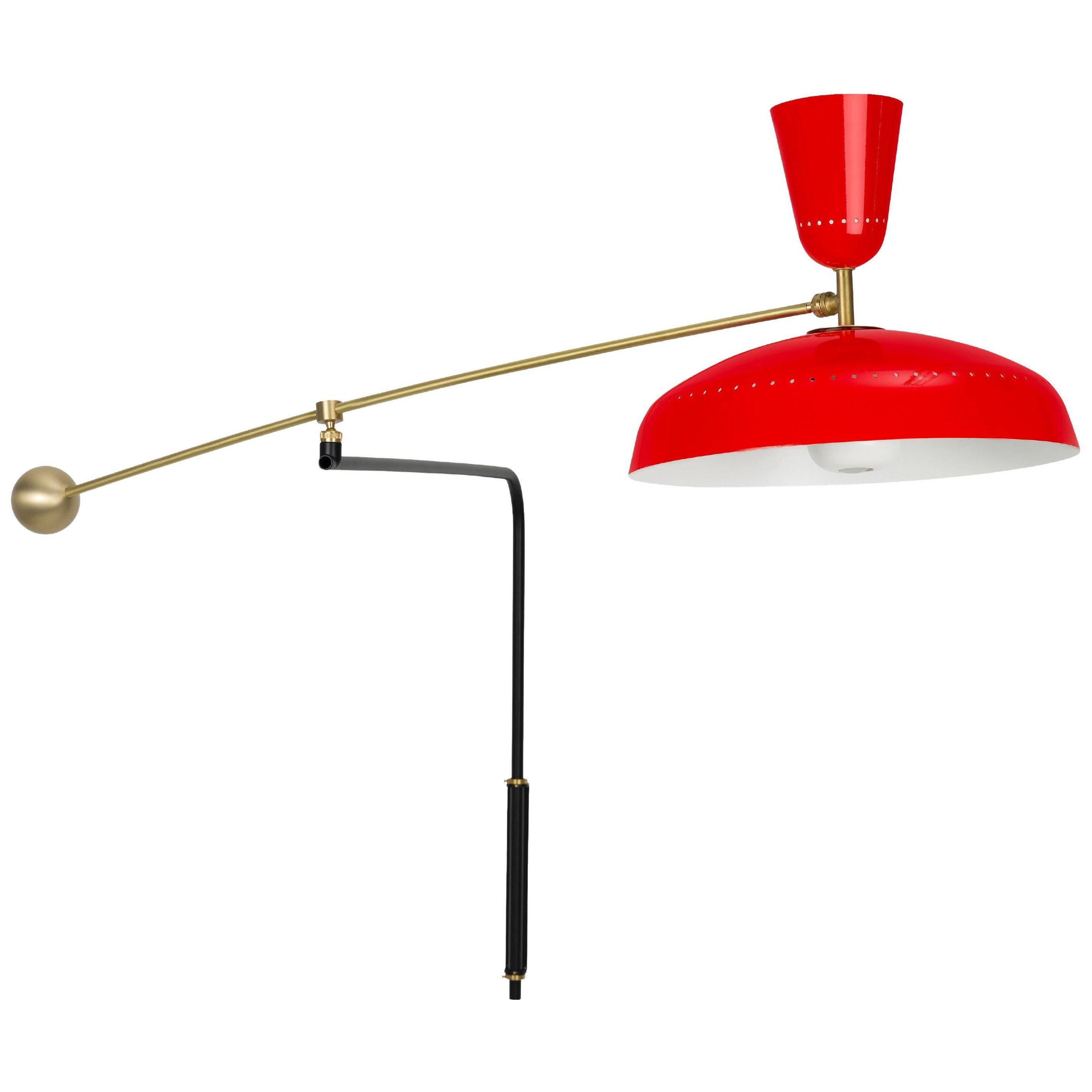 Large Pierre Guariche 'G1' Wall Lamp for Sammode Studio in Red For Sale