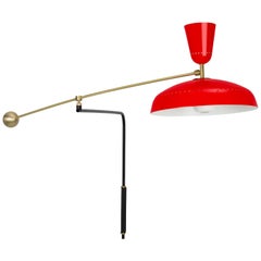 Large Pierre Guariche 'G1' Wall Lamp for Sammode Studio in Red
