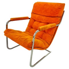 Vintage Milo Baughman Chrome Lounge Chair