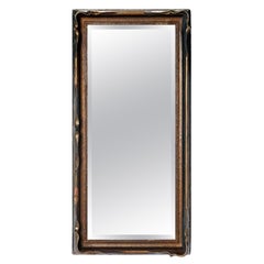 Hand Formed Batwing Gessoed Wood Frame with Beveled Mirror
