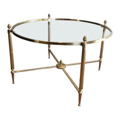 Round Brass Coffee Table by Maison Baguès