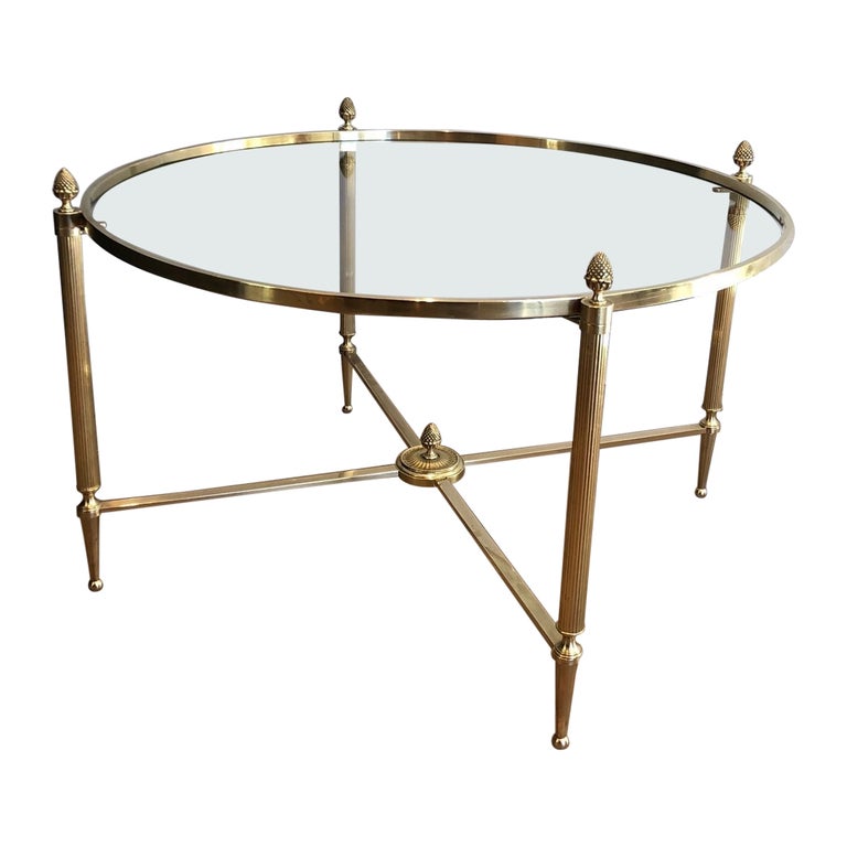 Round Brass Coffee Table by Maison Baguès For Sale at 1stDibs