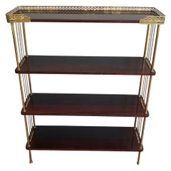 Wood and Brass Shelves Unit Attributed to Maison Jansen