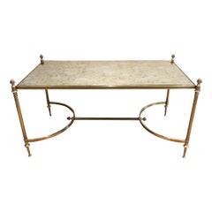 Brass and Faux-Antiques Mirror Top Coffee Table by Maison Jansen, Circa 1940