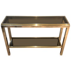 Vintage Chrome and Brass Console Table, circa 1970