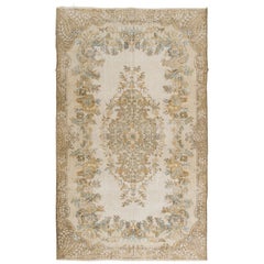 6x10 Ft Hand Knotted Mid-Century Anatolian Wool Area Rug with Medallion Design