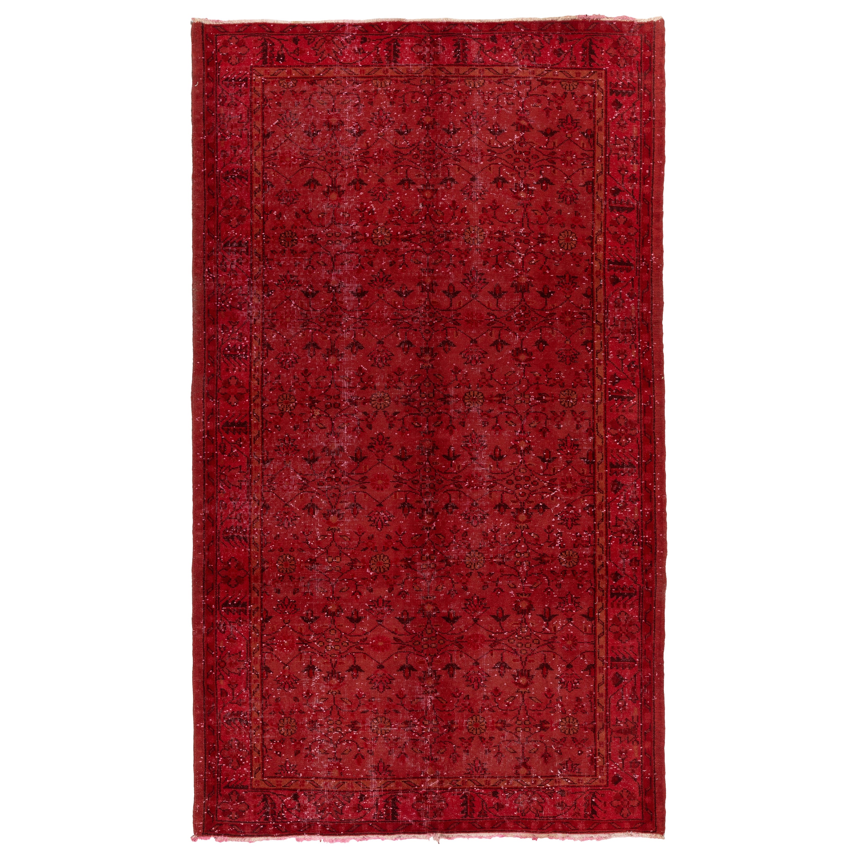 5.6x9.2 Ft Modern Home Decor Handmade Anatolian Rug in Red with Floral Design