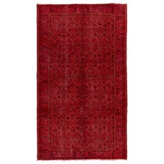 5.6x9.2 Ft Modern Home Decor Handmade Anatolian Rug in Red with Floral Design