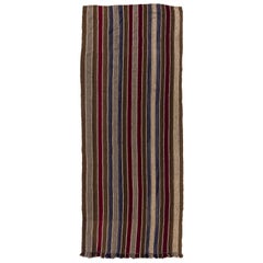 5.5x13.2 Ft Vintage Turkish Striped Wool Kilim Runner, flachgewebter Bodenbelag