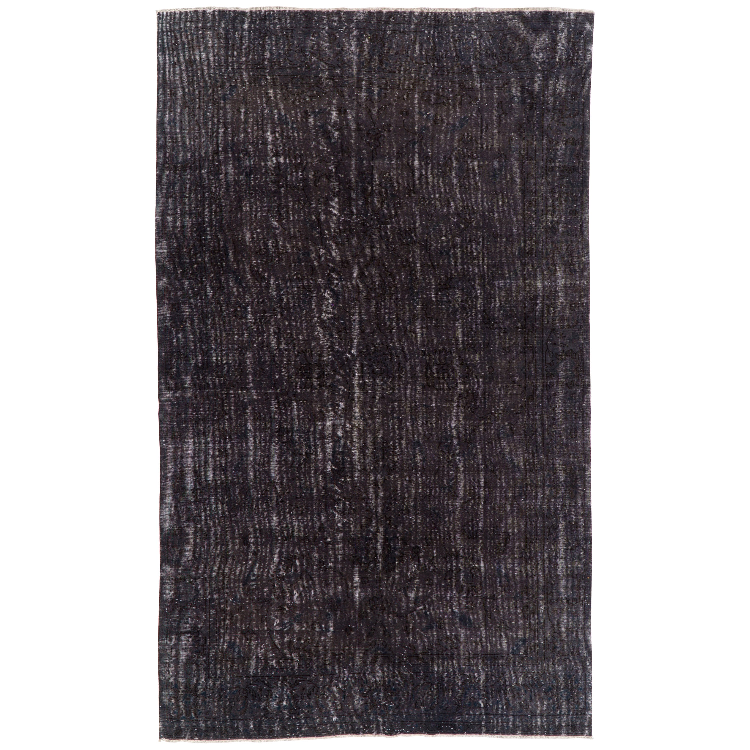 6.5x10.6 Ft Contemporary Handmade Central Anatolian Rug in Charcoal Gray & Black For Sale