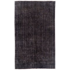 6.5x10.6 Ft Contemporary Handmade Central Anatolian Rug in Charcoal Gray & Black