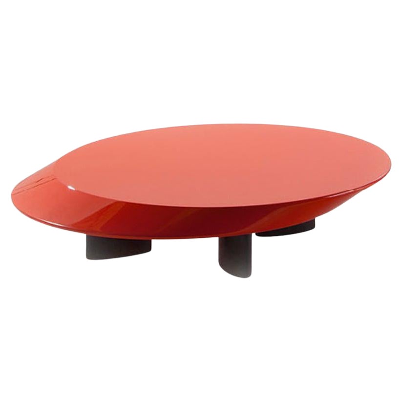 Charlotte Perriand Accordo Low Table, Red Lacquered Wood by Cassina For Sale