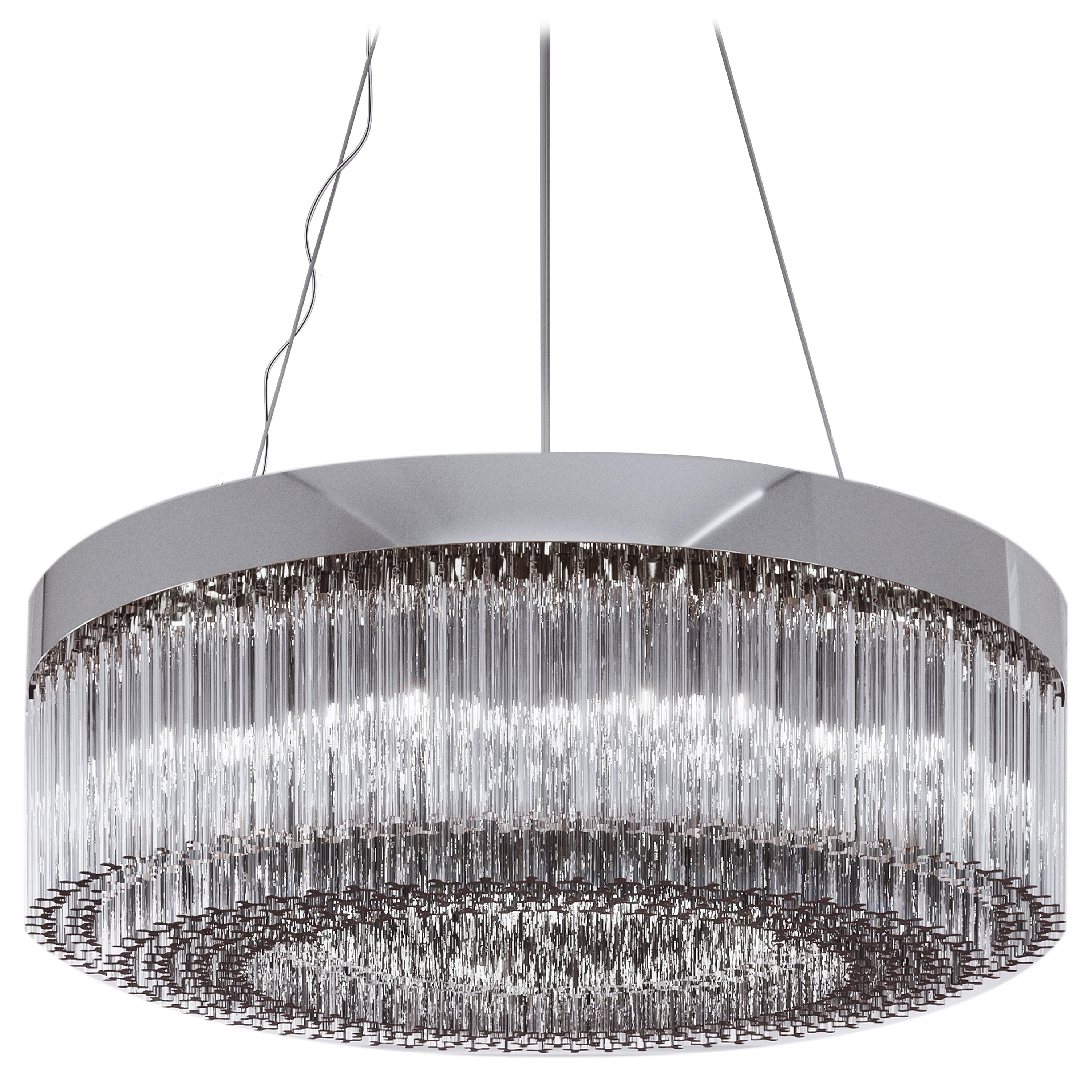 Elegant Contemporary Suspended Murano Blown Glass Crystal Chandelier by Venini 