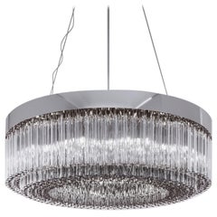 Elegance Contemporary Suspended Murano Blown Glass Crystal Chandelier by Venini 