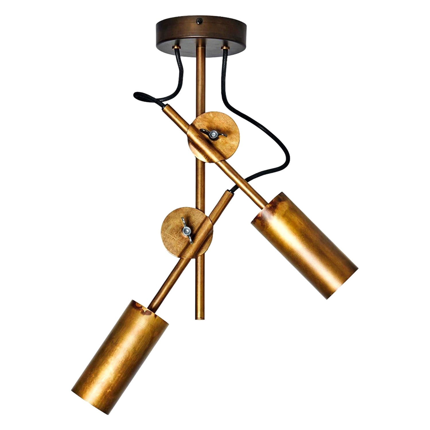 Johan Carpner Stav Spot 2 Raw Brass Ceiling Lamp by Konsthantverk For Sale