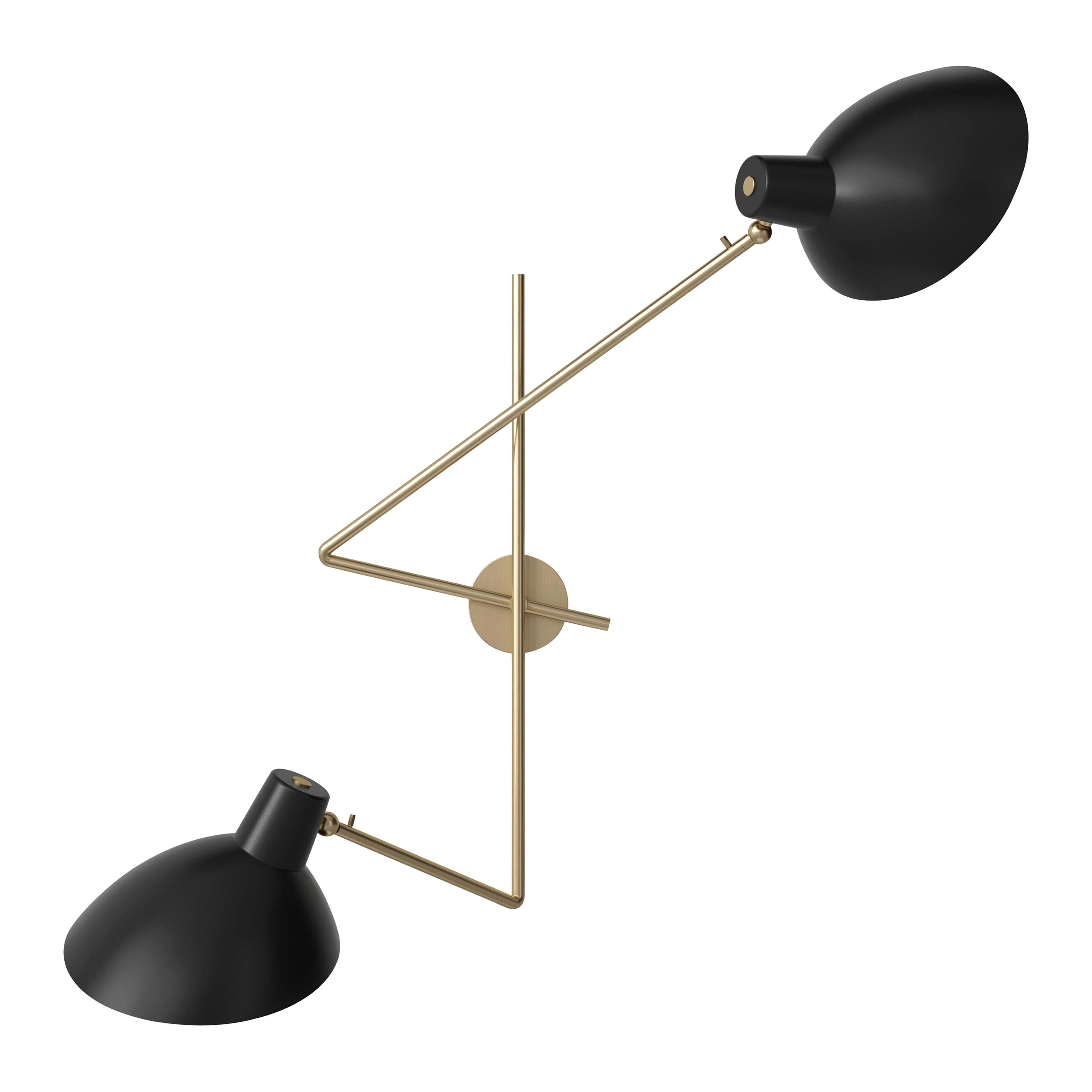 VV Cinquanta Twin Black Wall Lamp Designed by Vittoriano Viganò by Astep