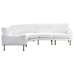 20th Century Angelo Mangiarotti Corner / Sectional Sofa with Feet in Brass