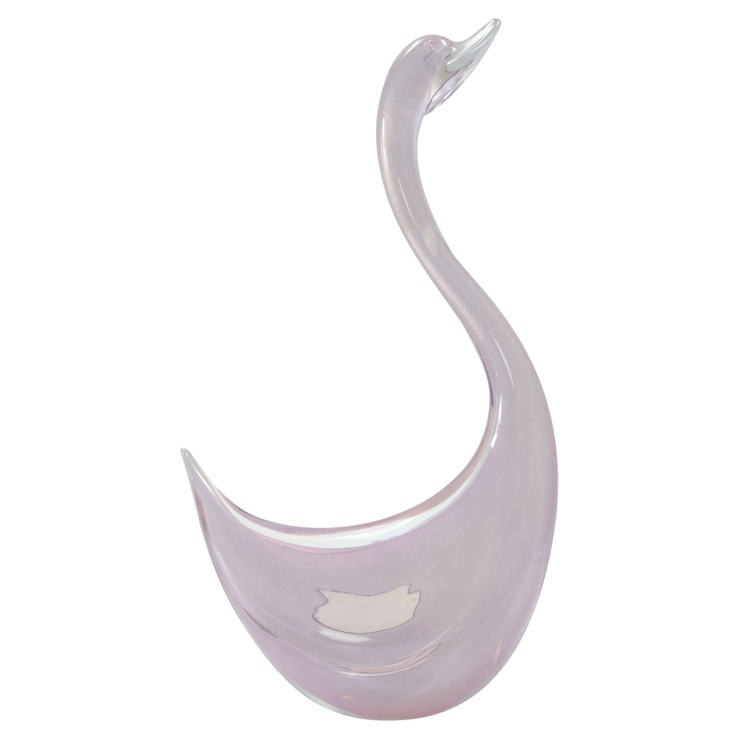 High-Quality Postmodern Pink Sommerso Murano Glass Swan by Elio Raffaeli, Italy For Sale