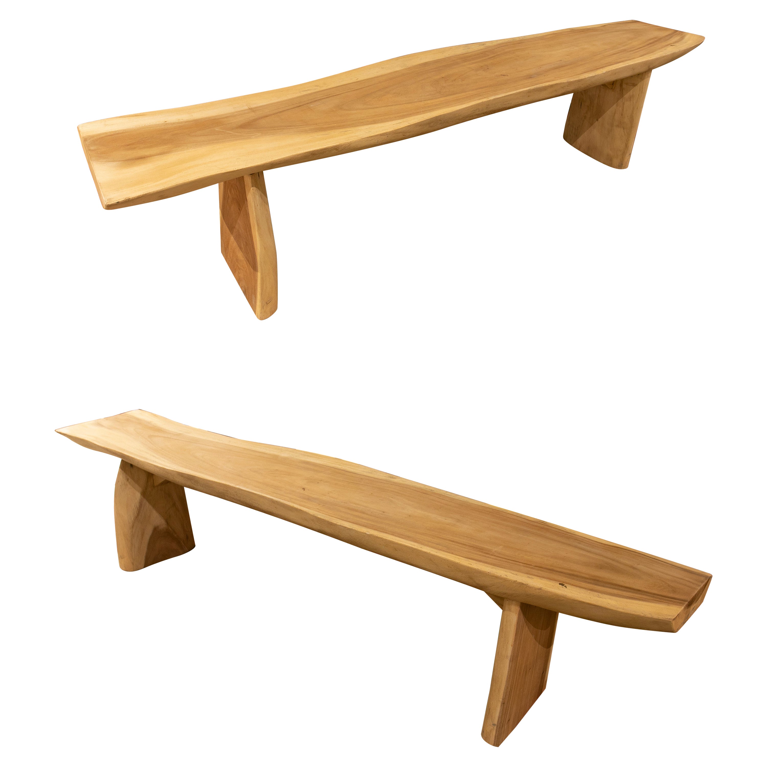 Pair of Wooden Benches in Their Natural Colour