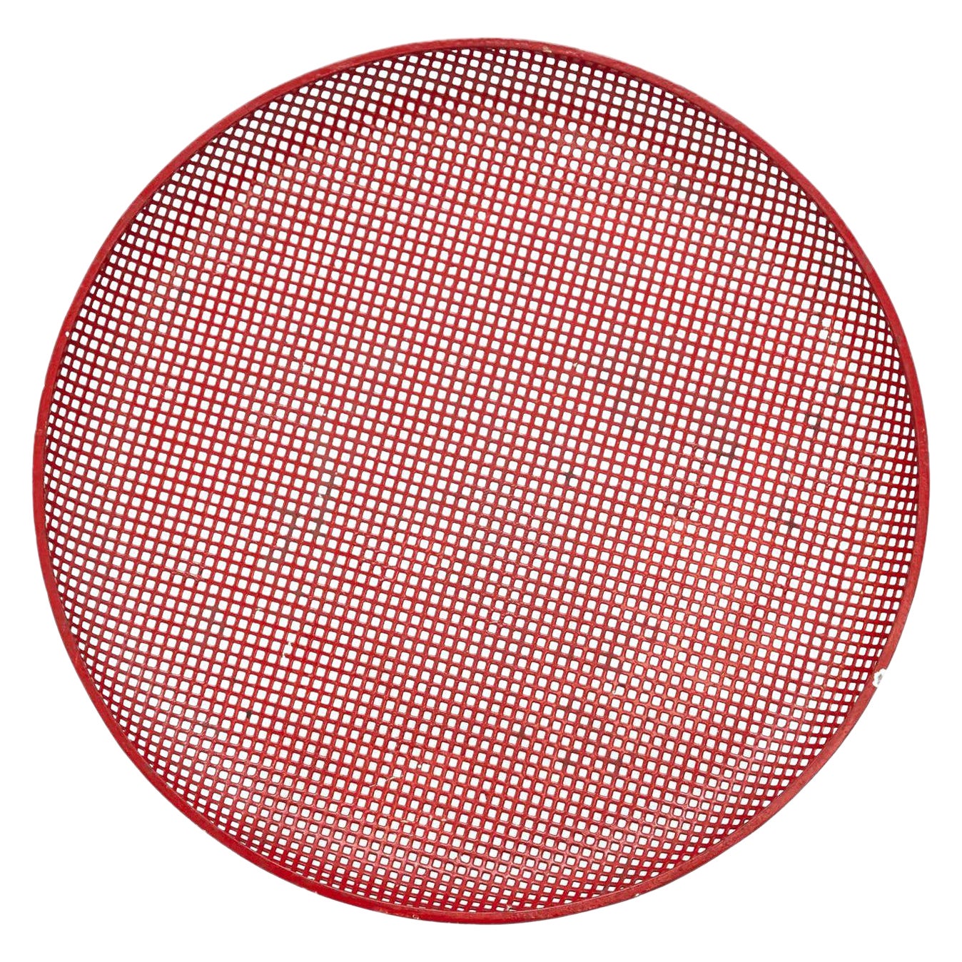 Plato de metal esmaltado rojo, moderno de mediados de siglo, Mathieu Matégot, hacia 1950