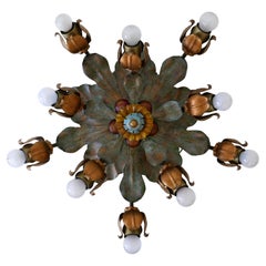 Large Mid-Century Modern Ten-Armed Floral Ceiling or Wall Fixture Germany, 1970s