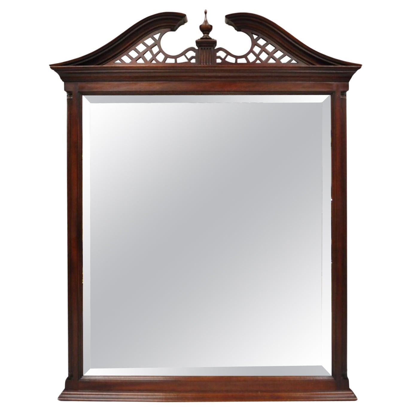 Pennsylvania House Mahogany Beveled Glass Chippendale Dresser Mirror w/ Finial For Sale
