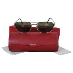 Cartier France 60-18 130 Santos Galaxy Aviator Rimless Sunglasses COA