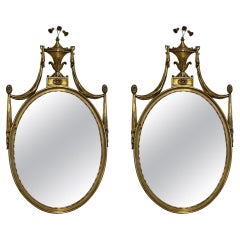 Pair of Adams Style Giltwood Wall Mirrors, Console or Commode Mirrors