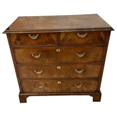 Outstanding Original George I Antique Quality Figured Walnut Chest of Drawers
